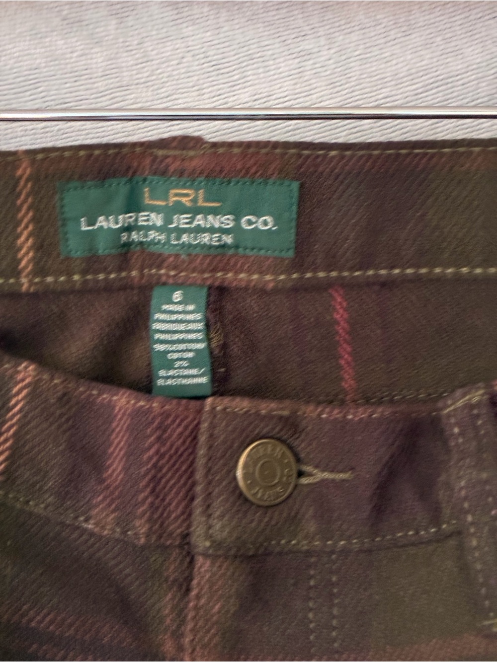 RL Ralph Lauren Plaid Slim Fit Denim- Size 6 Women’s - Picture 4 of 9